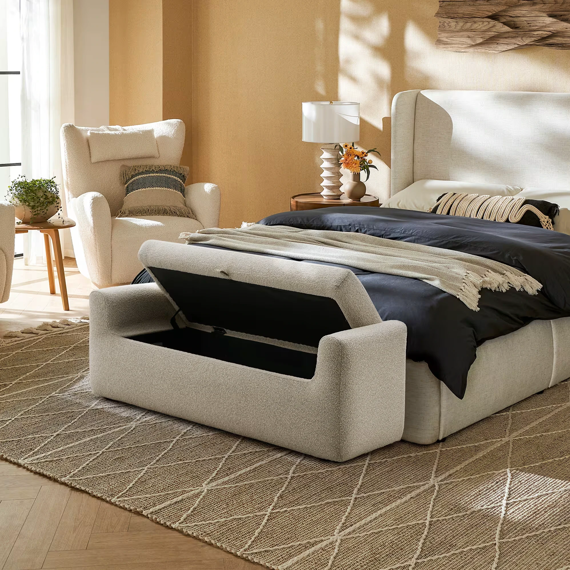 Dakota Performance Bouclé Ottoman Storage Box