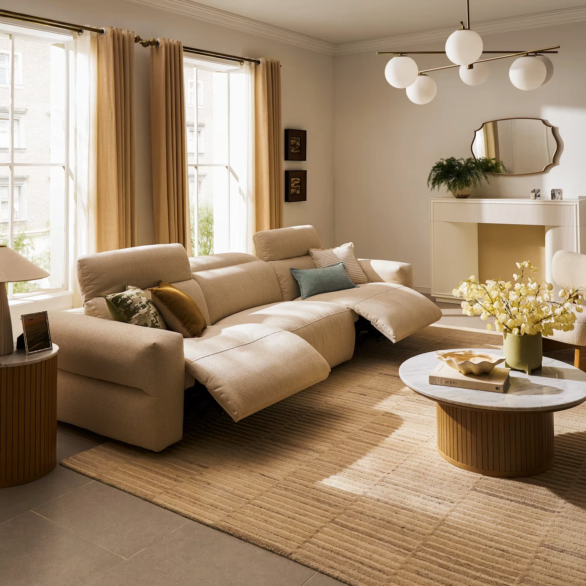 Jaron Performance Fabric Recliner Extended 3 Seater Sofa