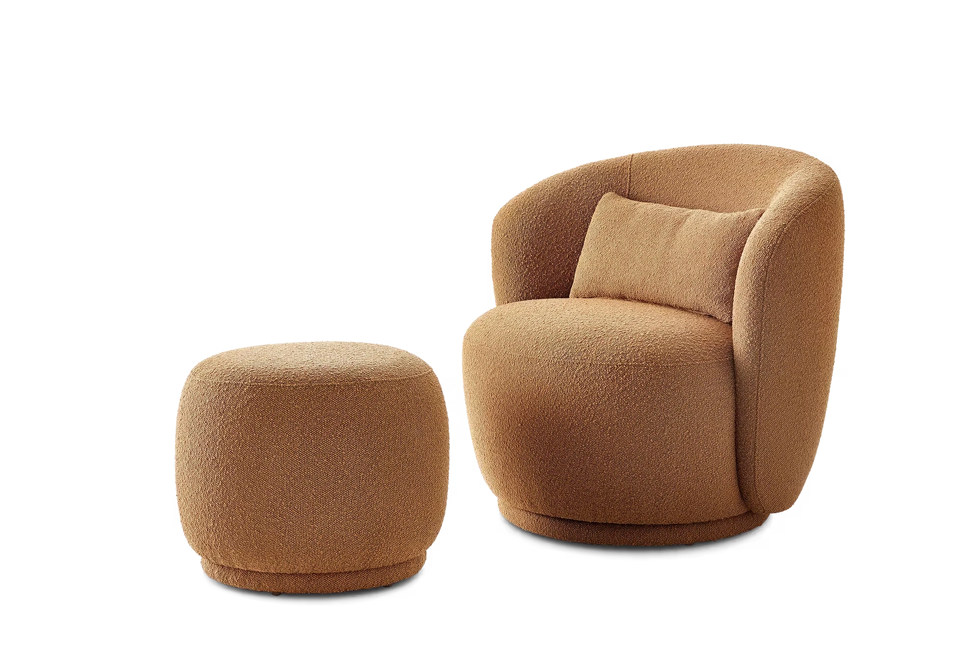 Avery Performance Bouclé Swivel Armchair with Ottoman