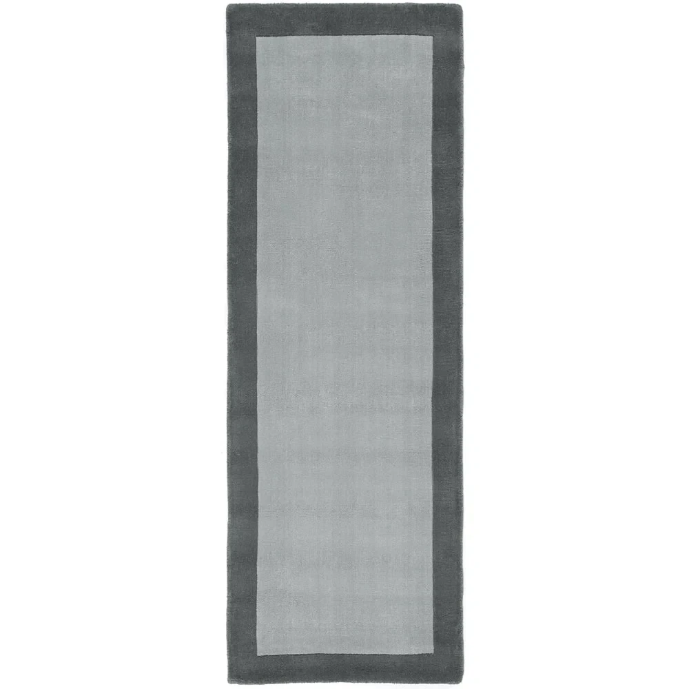 Borders Wool Rug Runner Grey