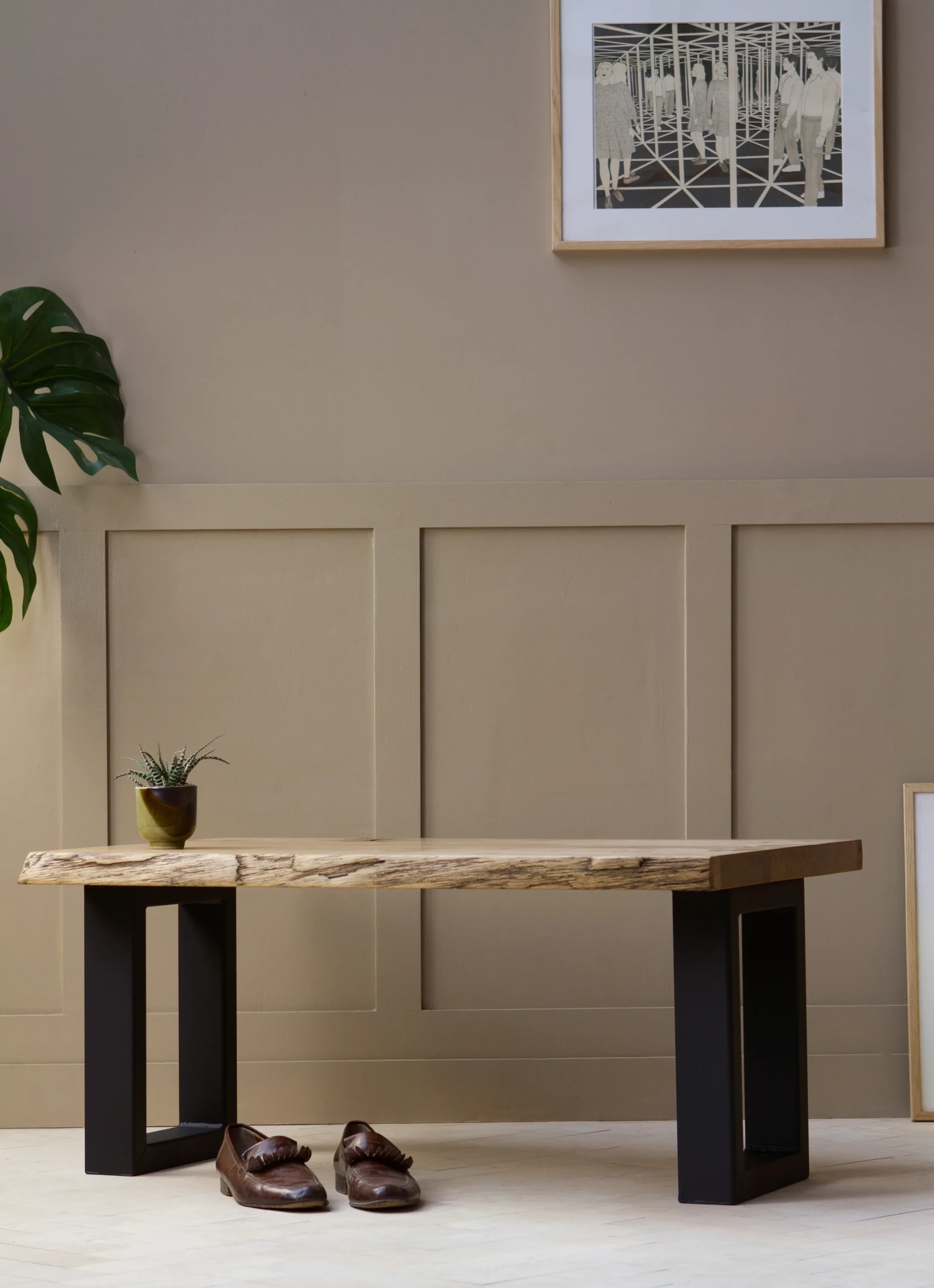 Waney-'Sage' Bench [Metal Legs]