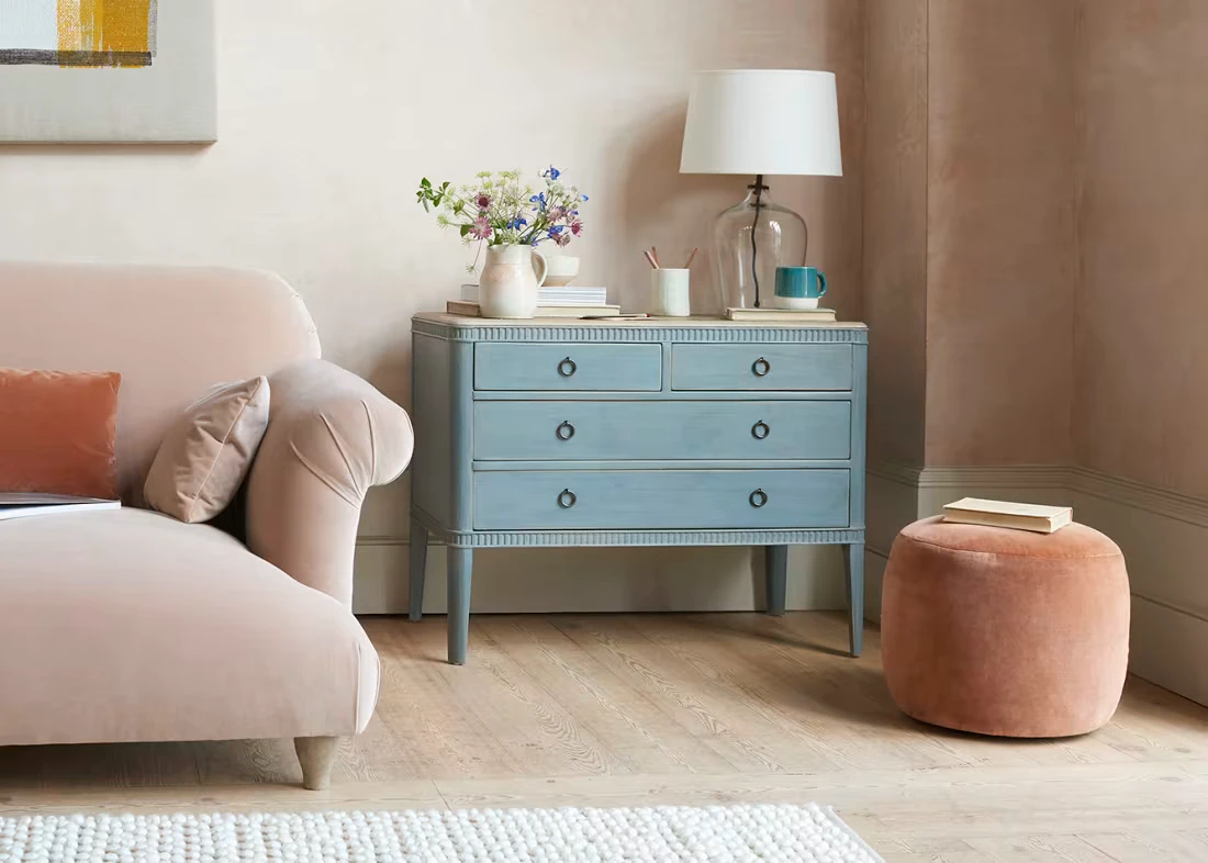 Little Cheese Footstool - Small Round - House Fabric - Thatch