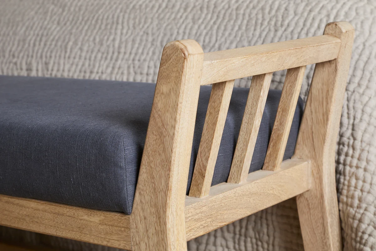 Avanthi Upholstered Sleigh Bench - Charcoal