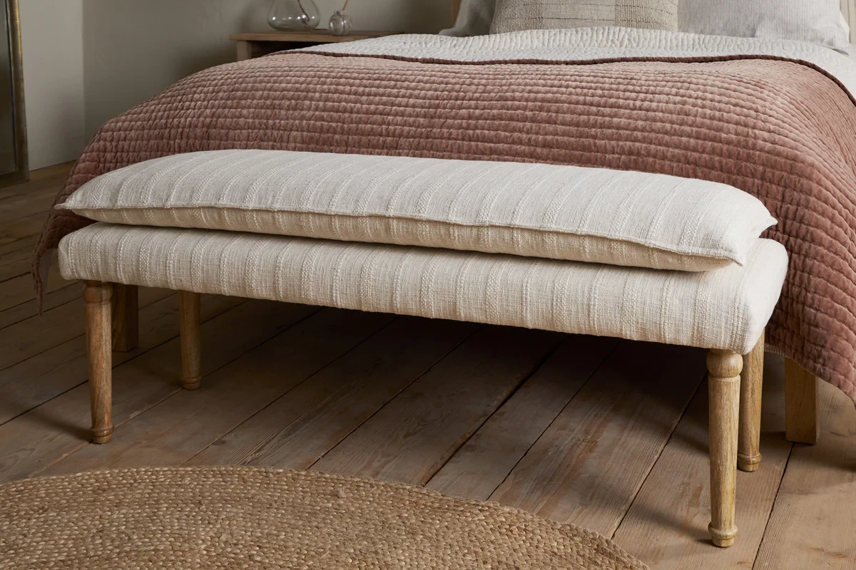 Kiana Cotton Upholstered Bench - Natural