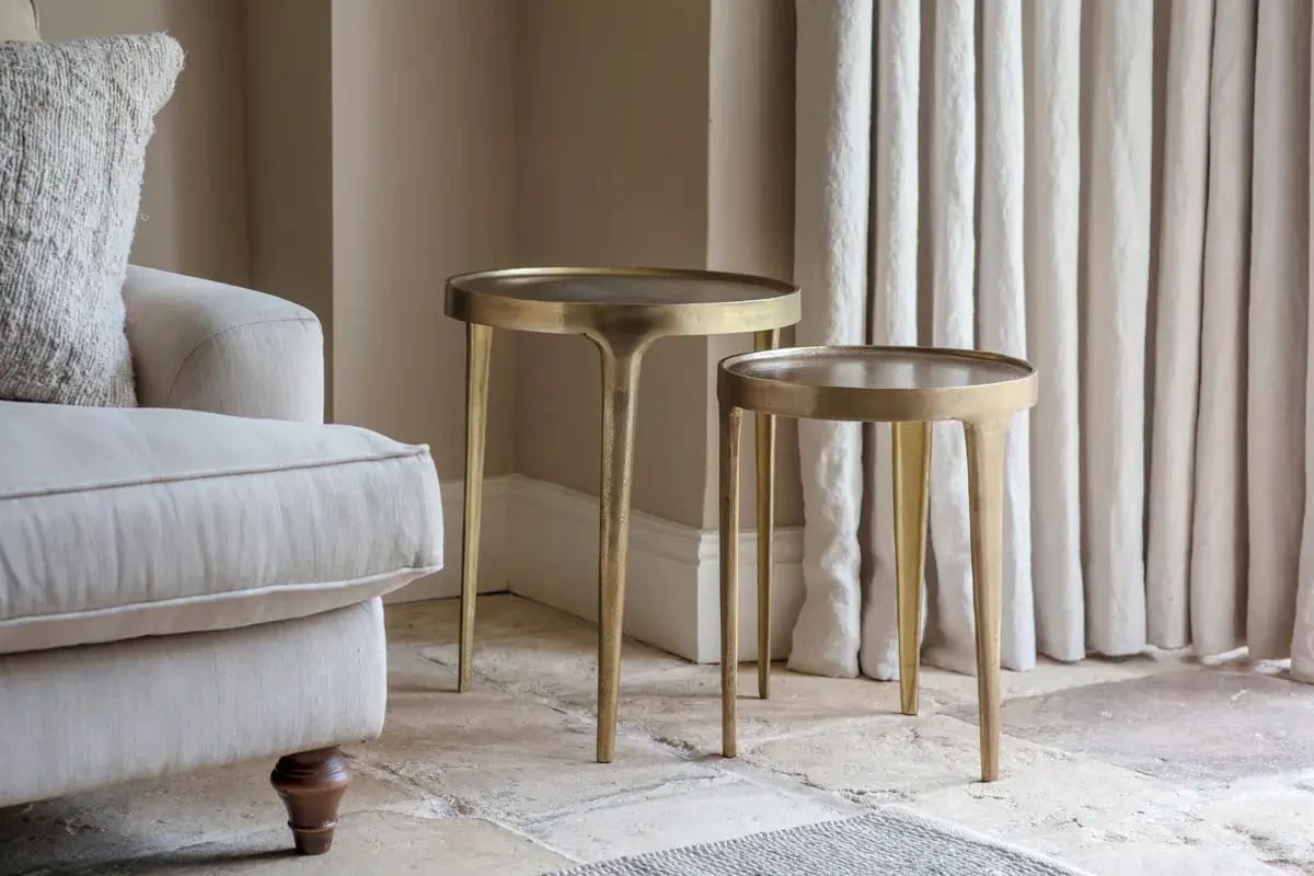 Rohia Cast Metal Side Table - Brass