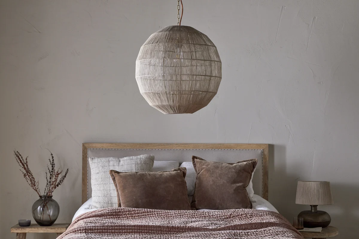 Nilaveli Woven Jute Sphere Pendant - Natural