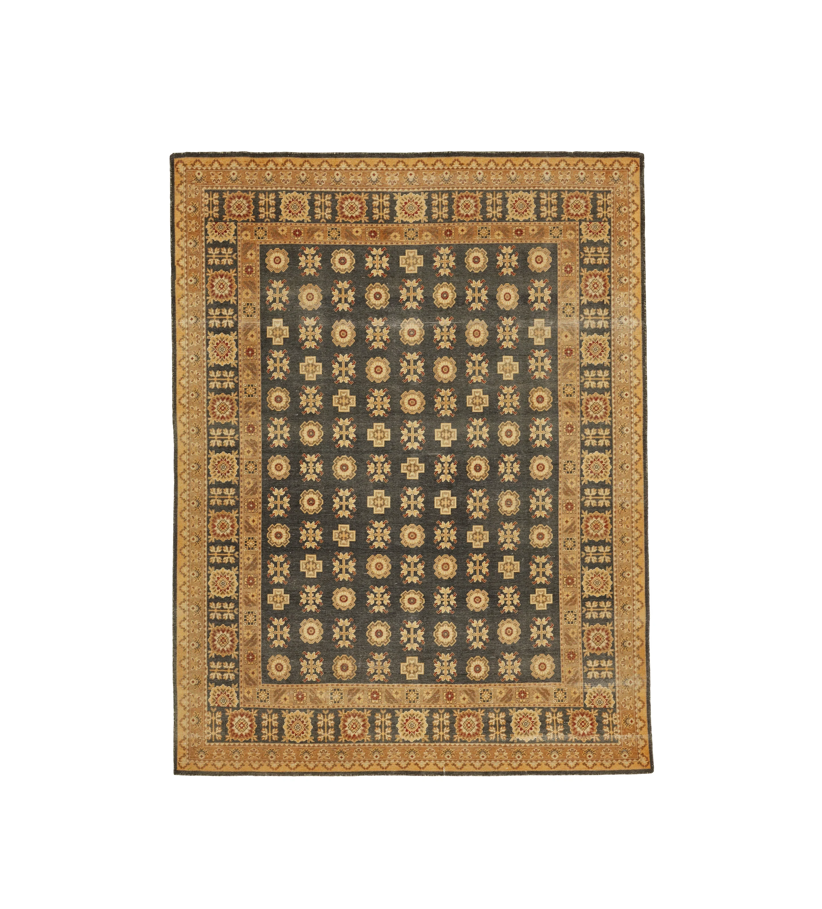 Bordure Rug 244x305cm - Slate Blue/Gold