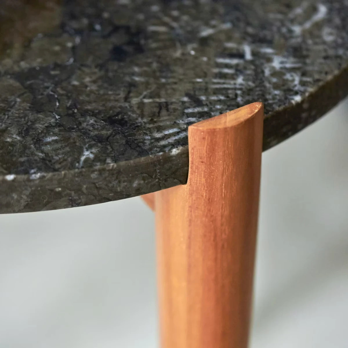 Nestor Teak and Black Marble Bedside Table