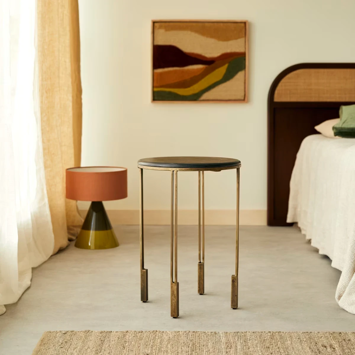Simëon - Metal and marble bedside table